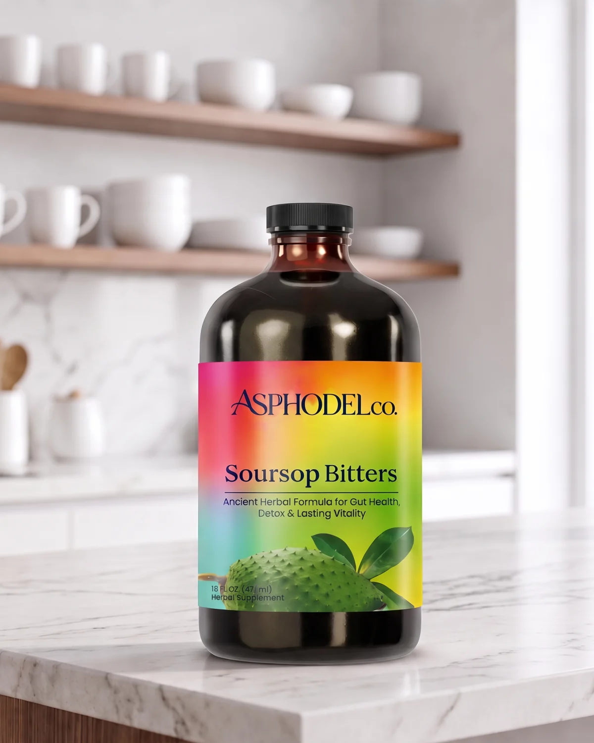 ASPHODEL Soursop Bitters styled with botanicals